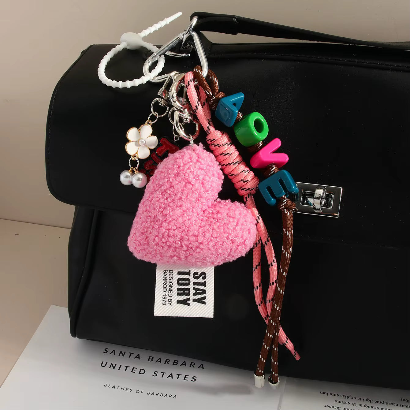 PINK HEART BAG CHARM