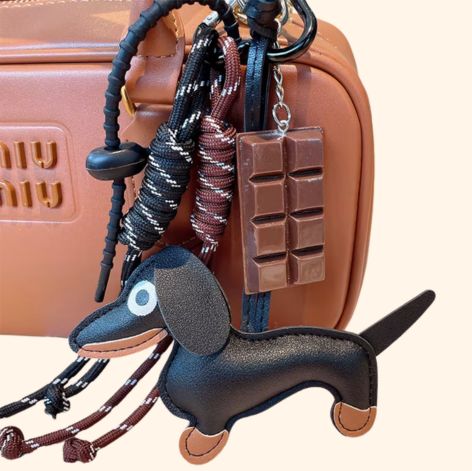 DACHSHUND CHARM WITH CHOCOLATE ACCENT