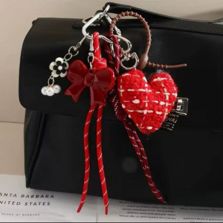 CHARMPOP TWEED HEART BAG CHARM TWEED HEART BAG CHARM