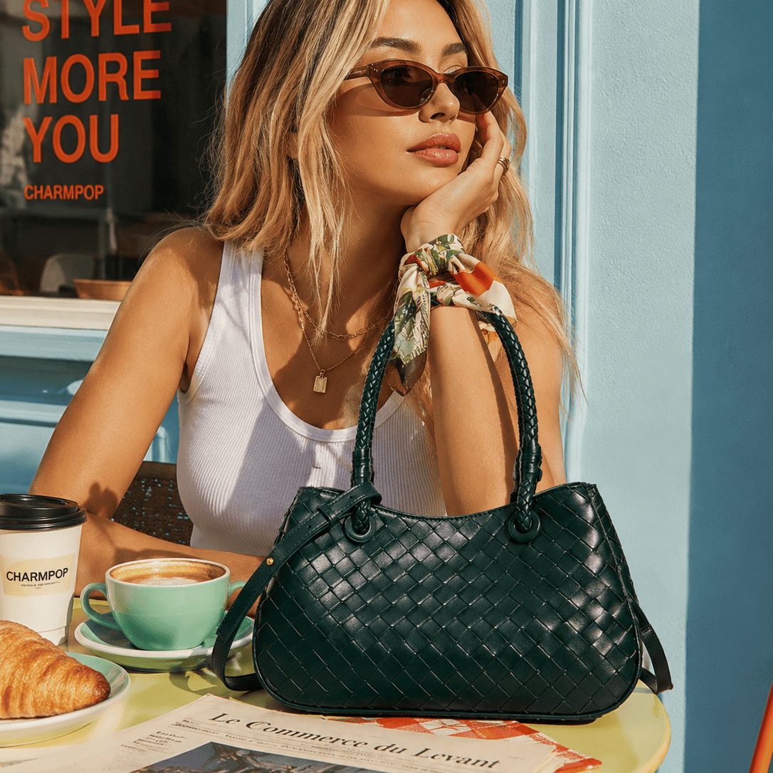CHARMPOP Velora Velora | Woven Vegan Leather Tote | Charmpop Lebanon
