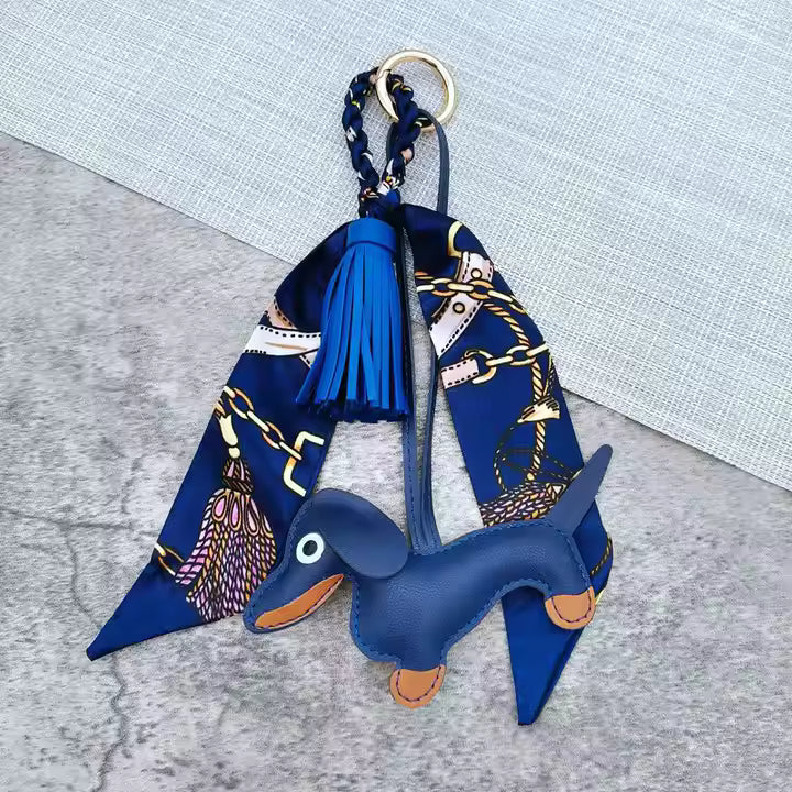 DACHSHUND DOG SILK SCARF BAG CHARM