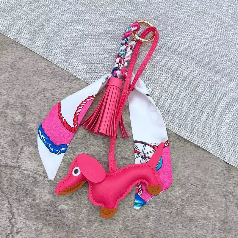 DACHSHUND DOG SILK SCARF BAG CHARM