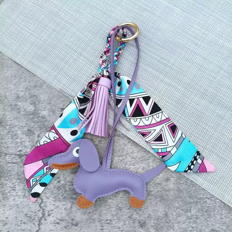 DACHSHUND DOG SILK SCARF BAG CHARM