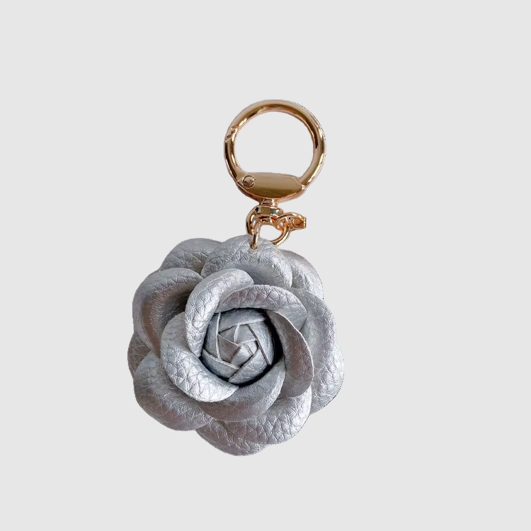 CAMELIA FLOWER LEATHER  KEYCHAIN