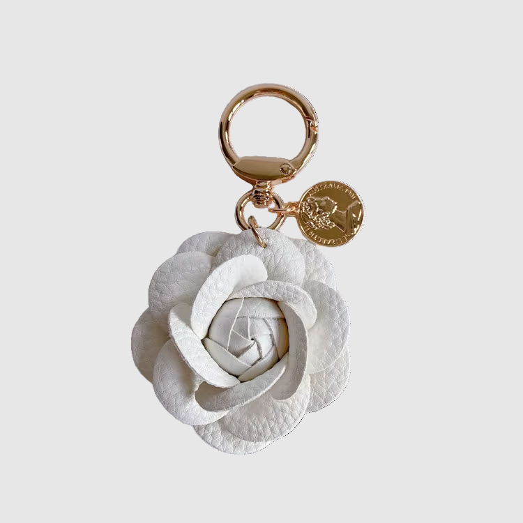 CAMELIA FLOWER LEATHER  KEYCHAIN