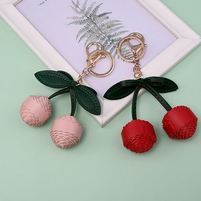 LEATHER CERISE BAG CHARM