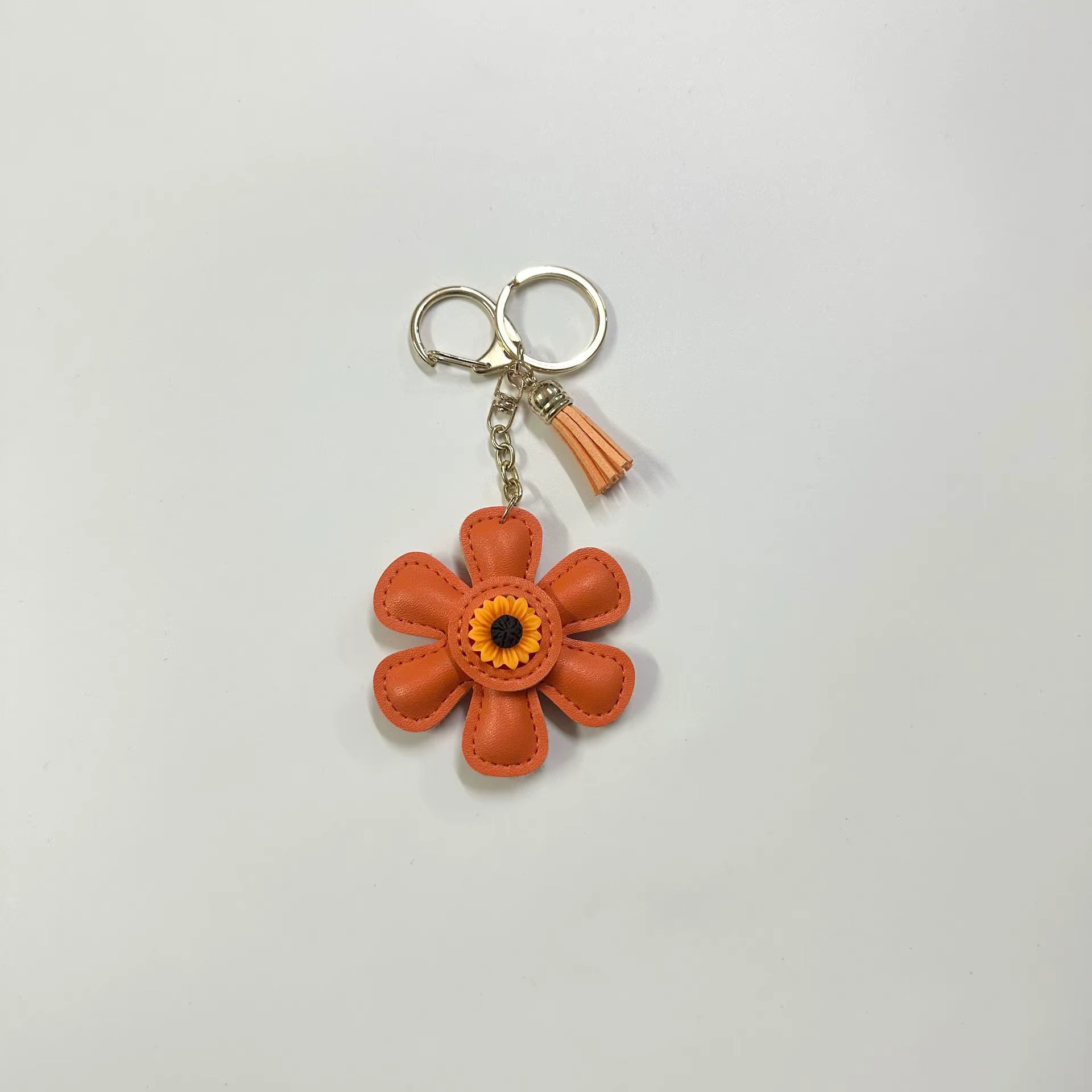 LEATHER SUNFLOWER KEYCHAIN