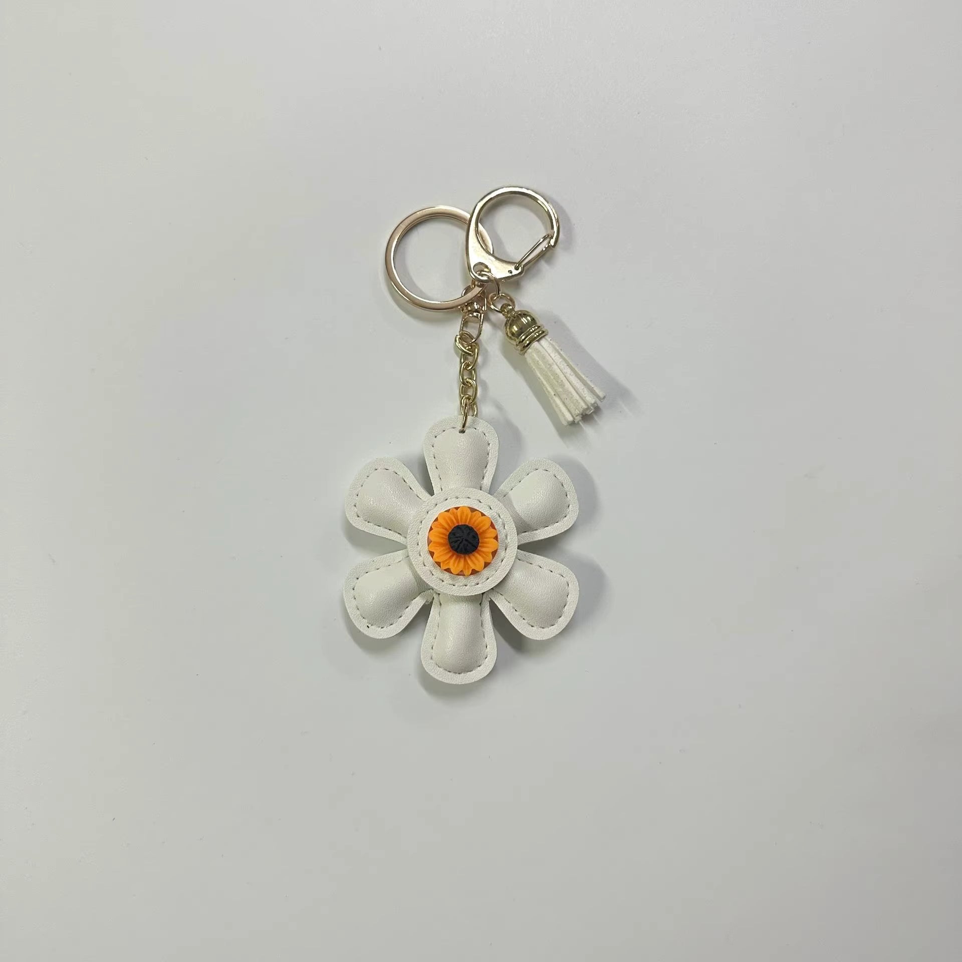 LEATHER SUNFLOWER KEYCHAIN