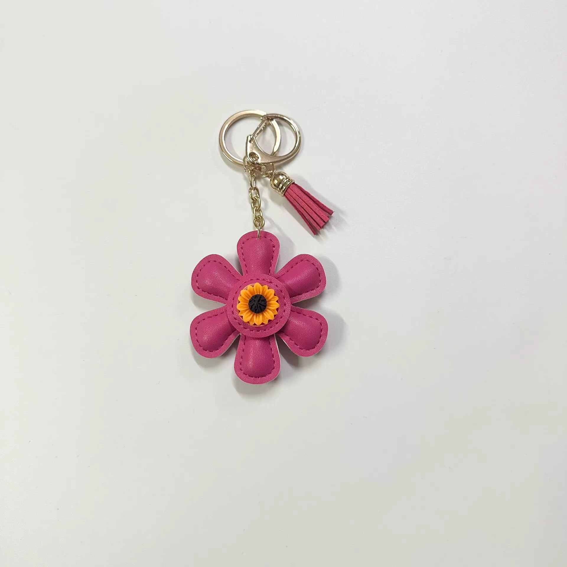 LEATHER SUNFLOWER KEYCHAIN