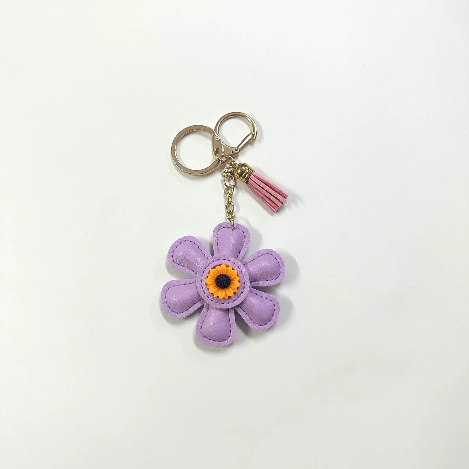 LEATHER SUNFLOWER KEYCHAIN