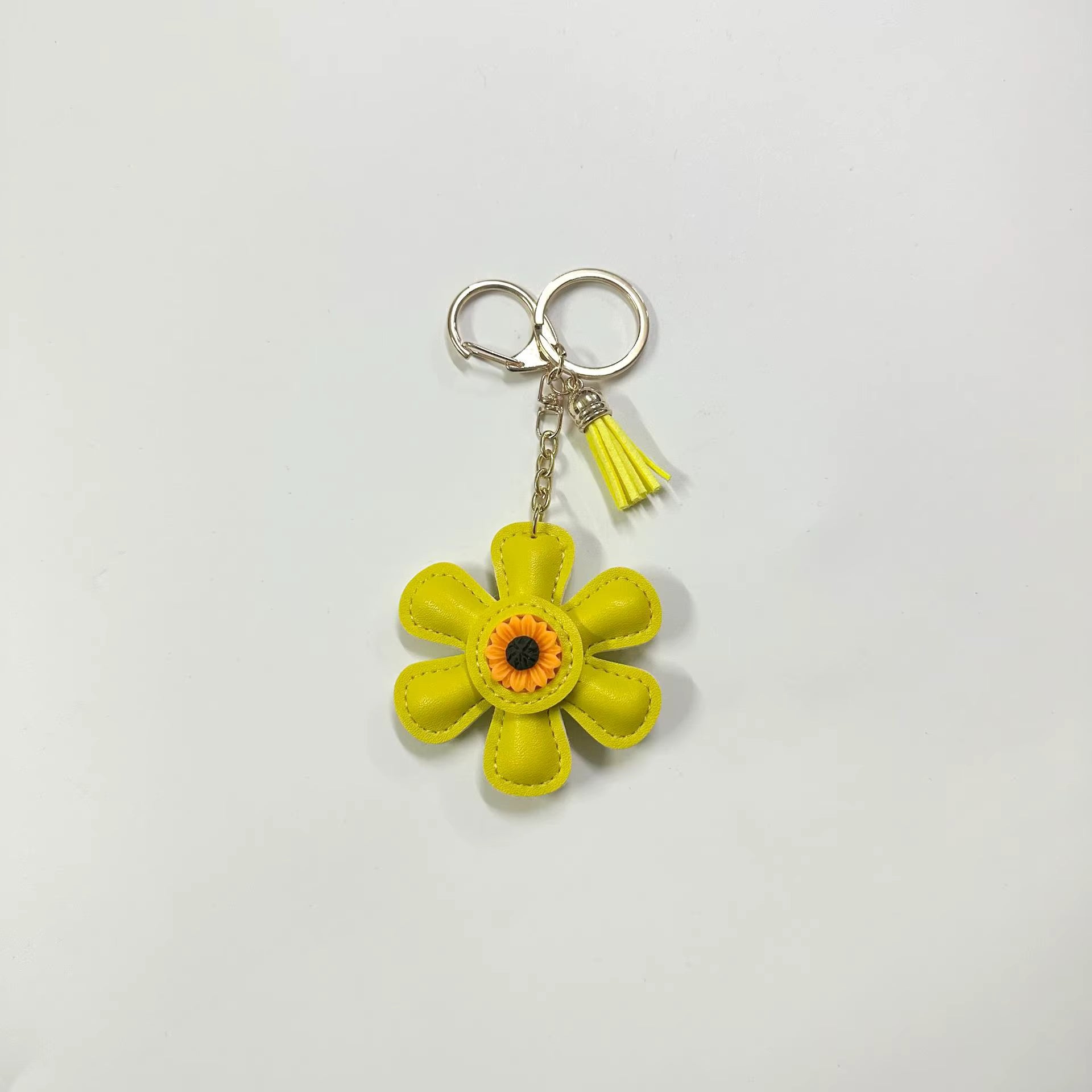 LEATHER SUNFLOWER KEYCHAIN