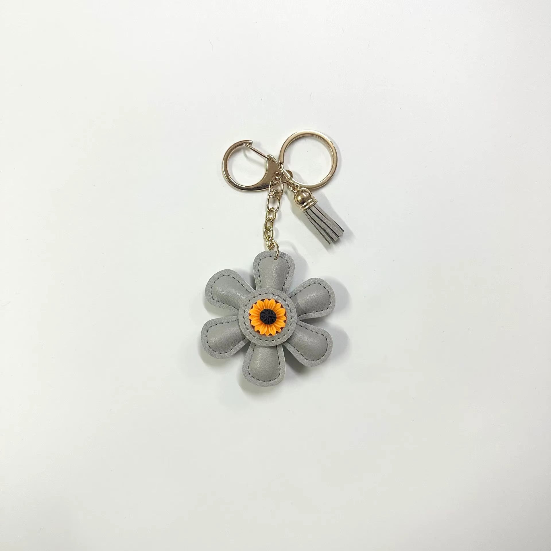 LEATHER SUNFLOWER KEYCHAIN