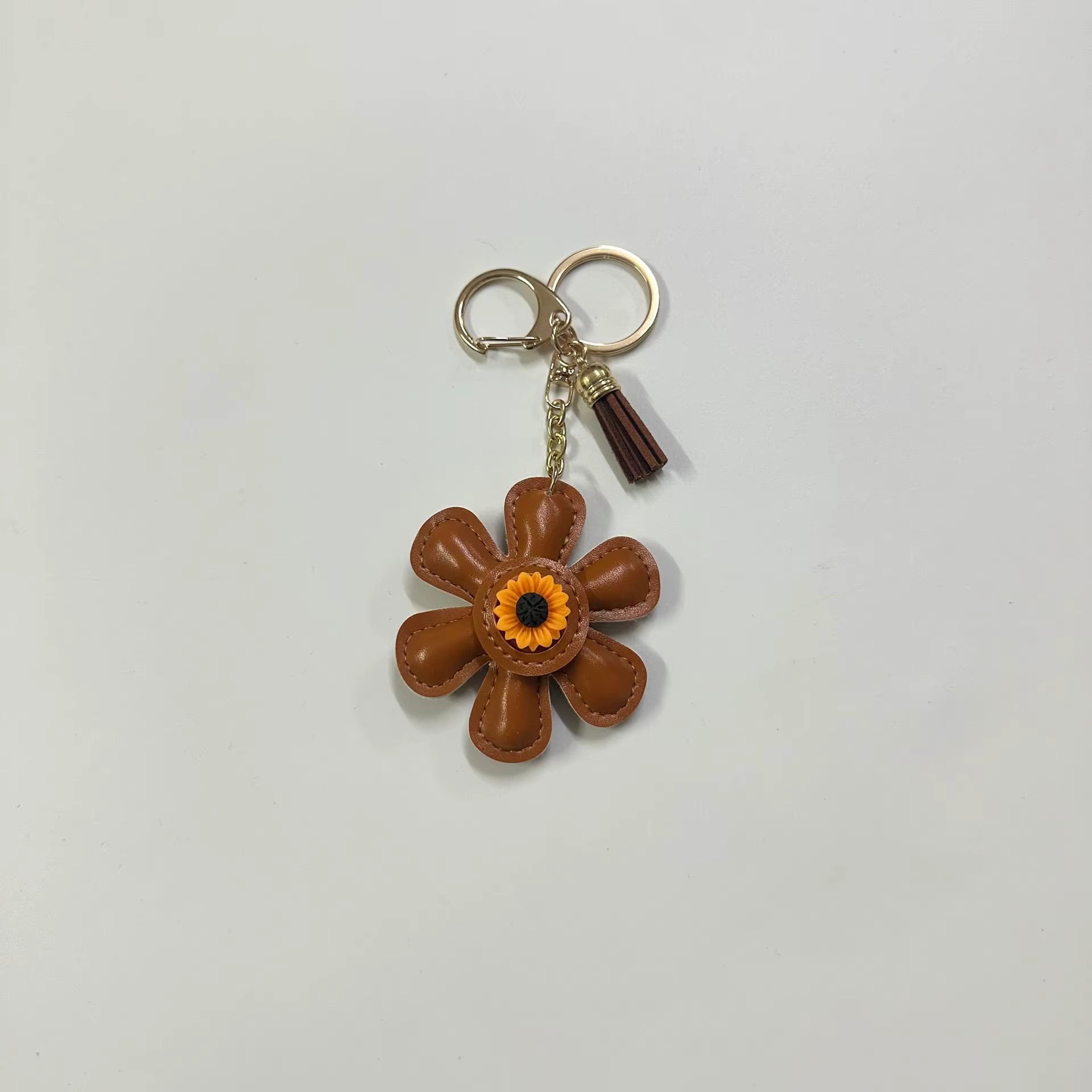 LEATHER SUNFLOWER KEYCHAIN