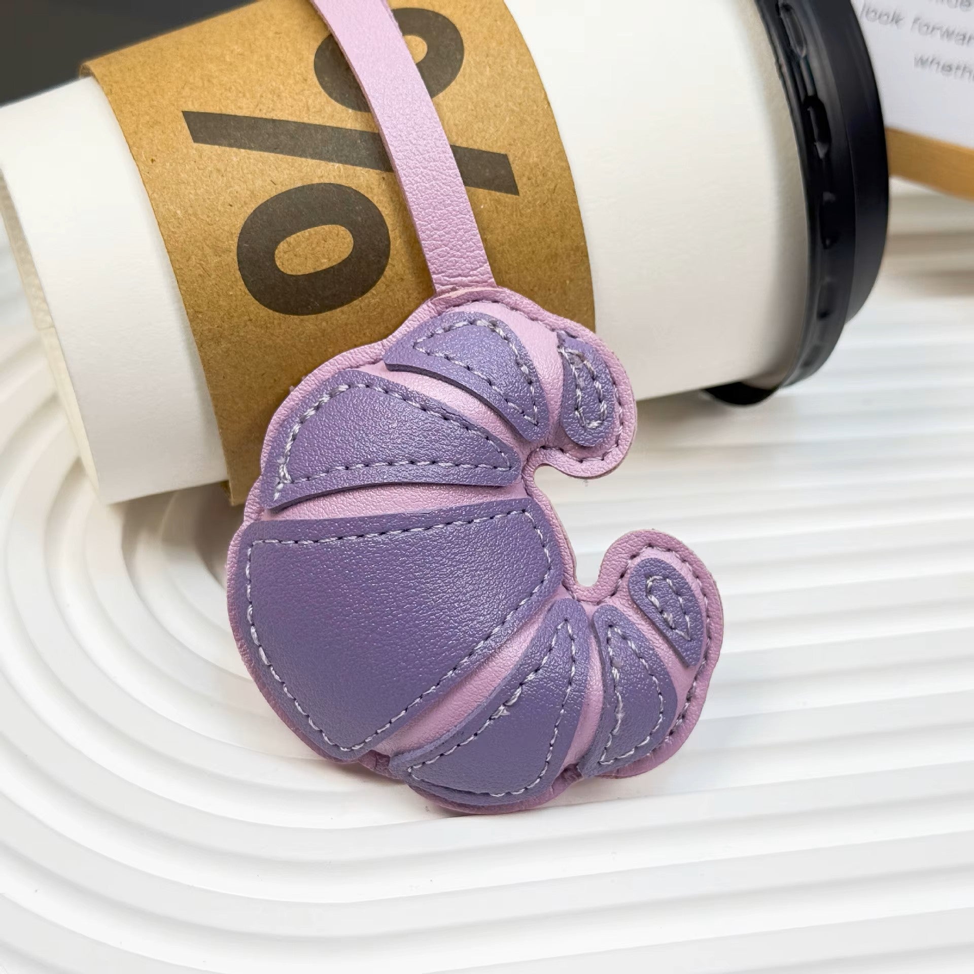 CROISSANT LEATHER BAG CHARM