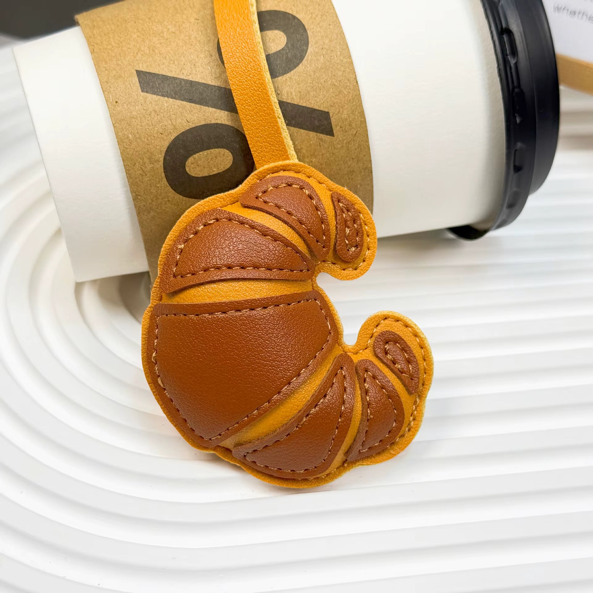 CROISSANT LEATHER BAG CHARM