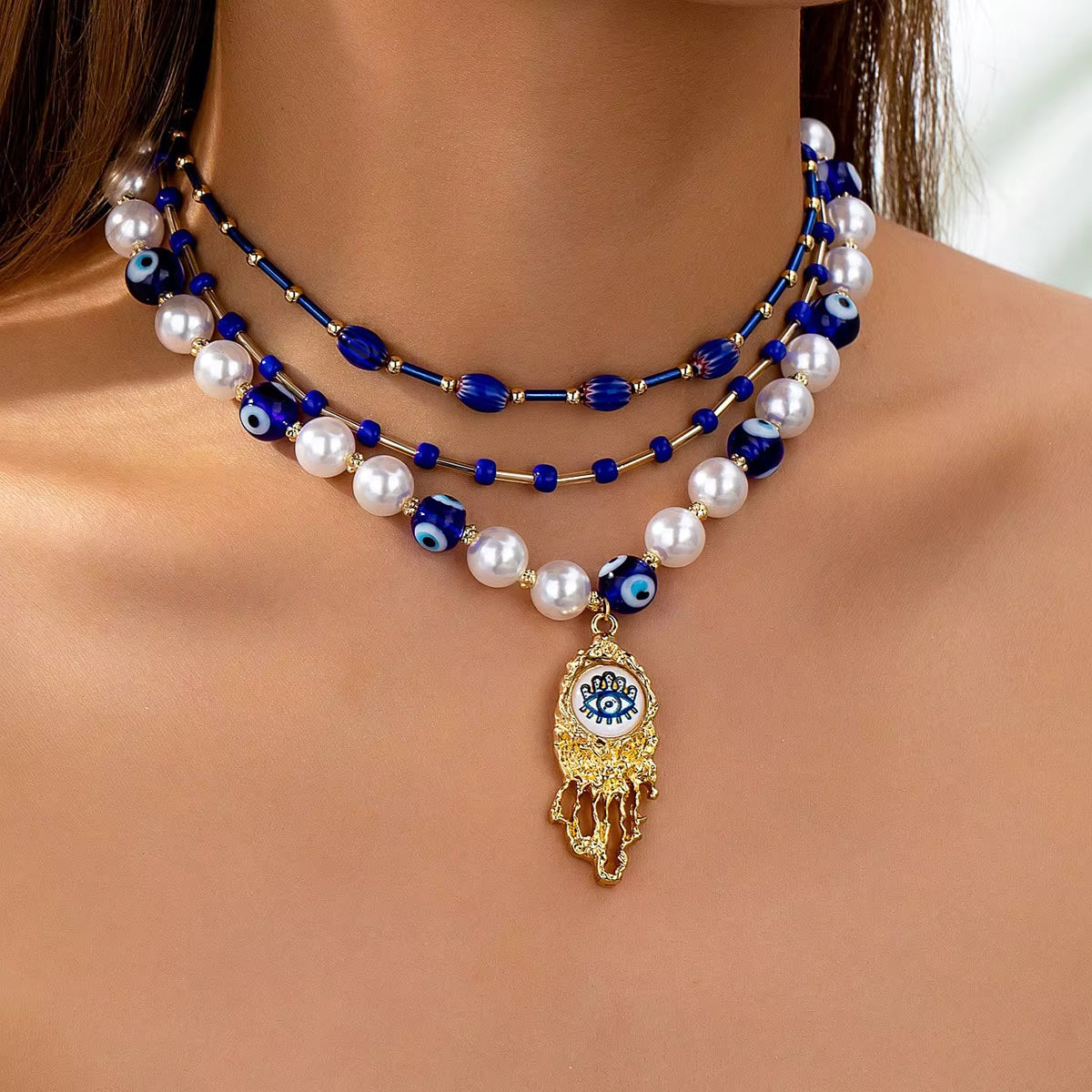 BLUE PEARL ENERGY CHARM NECKLACE
