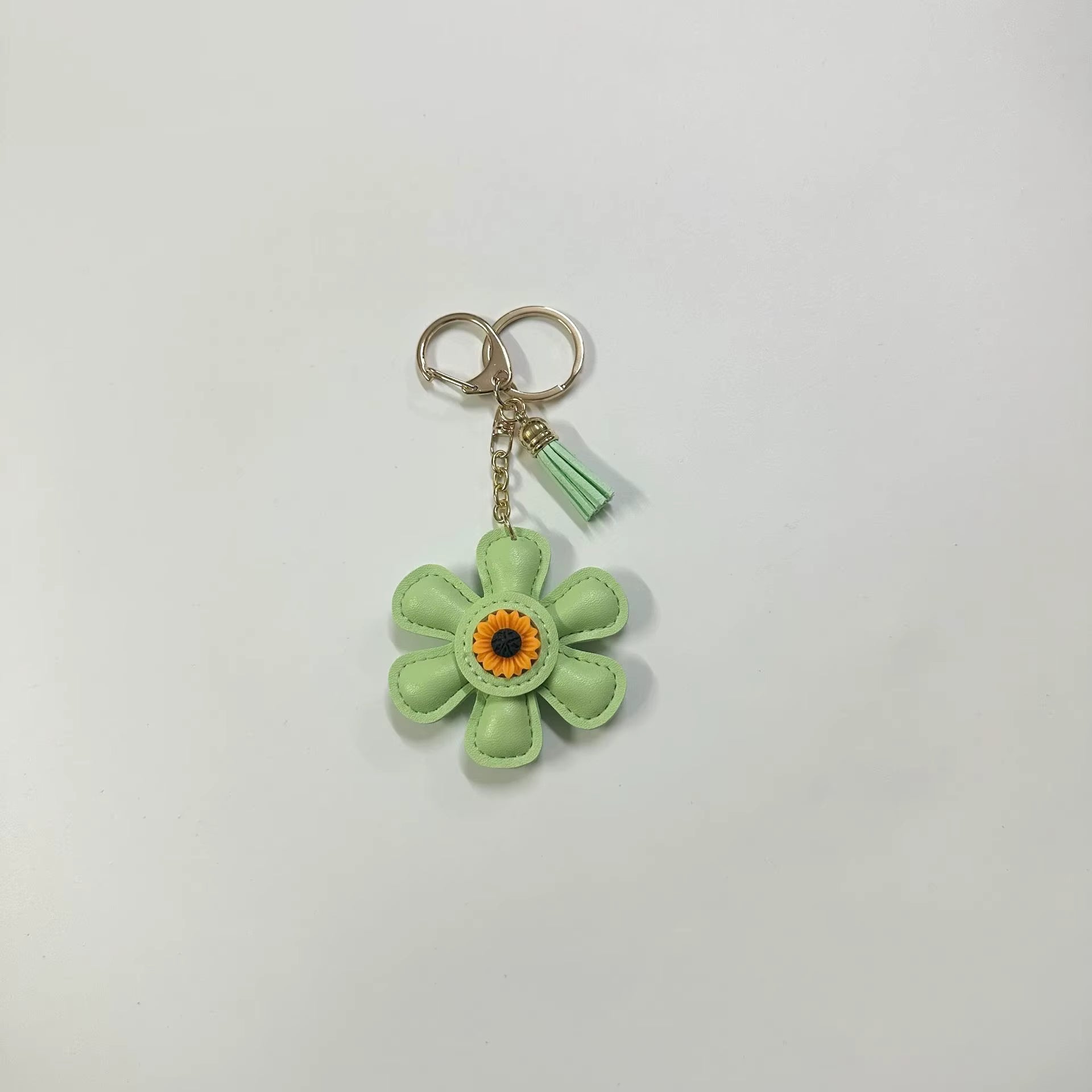 LEATHER SUNFLOWER KEYCHAIN