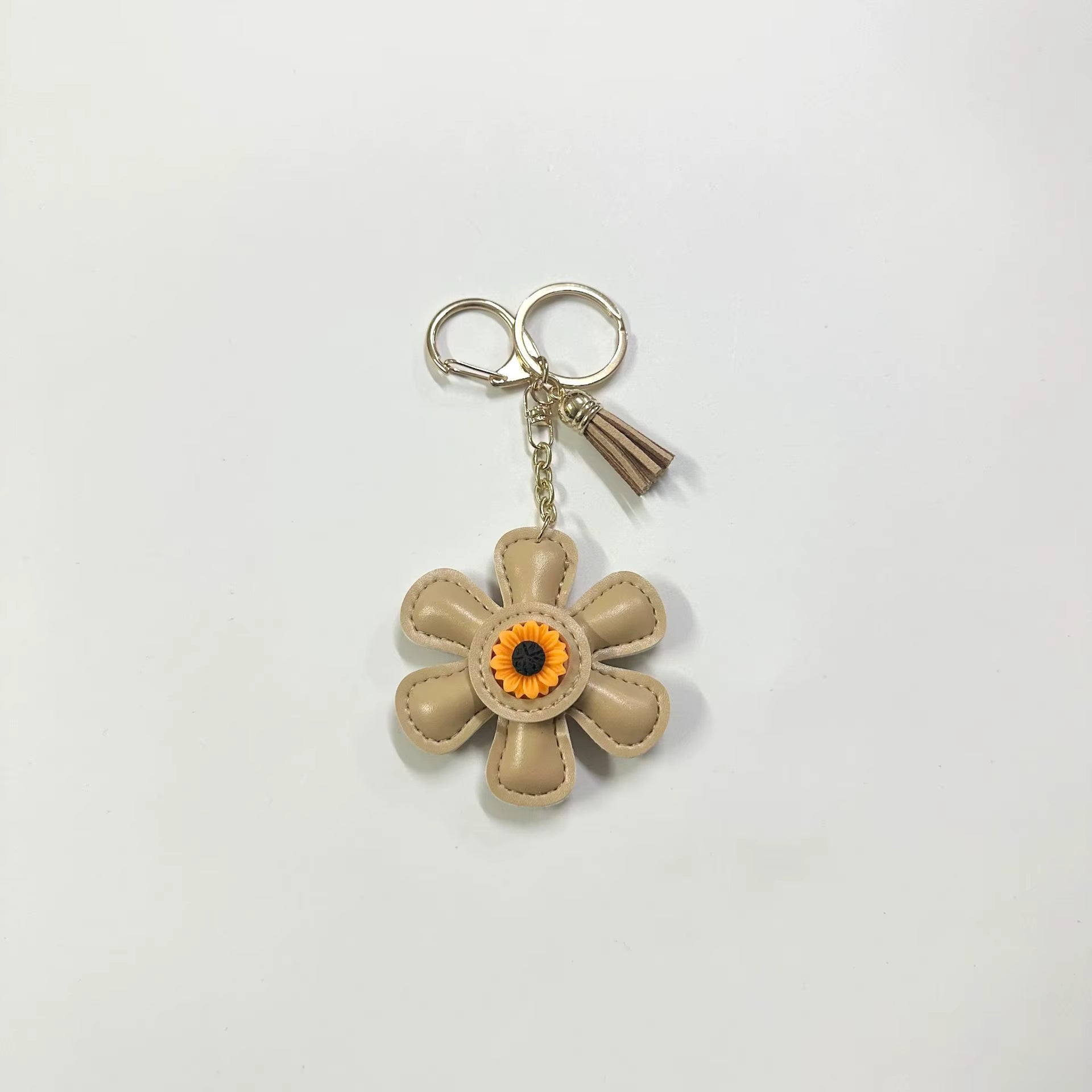 LEATHER SUNFLOWER KEYCHAIN