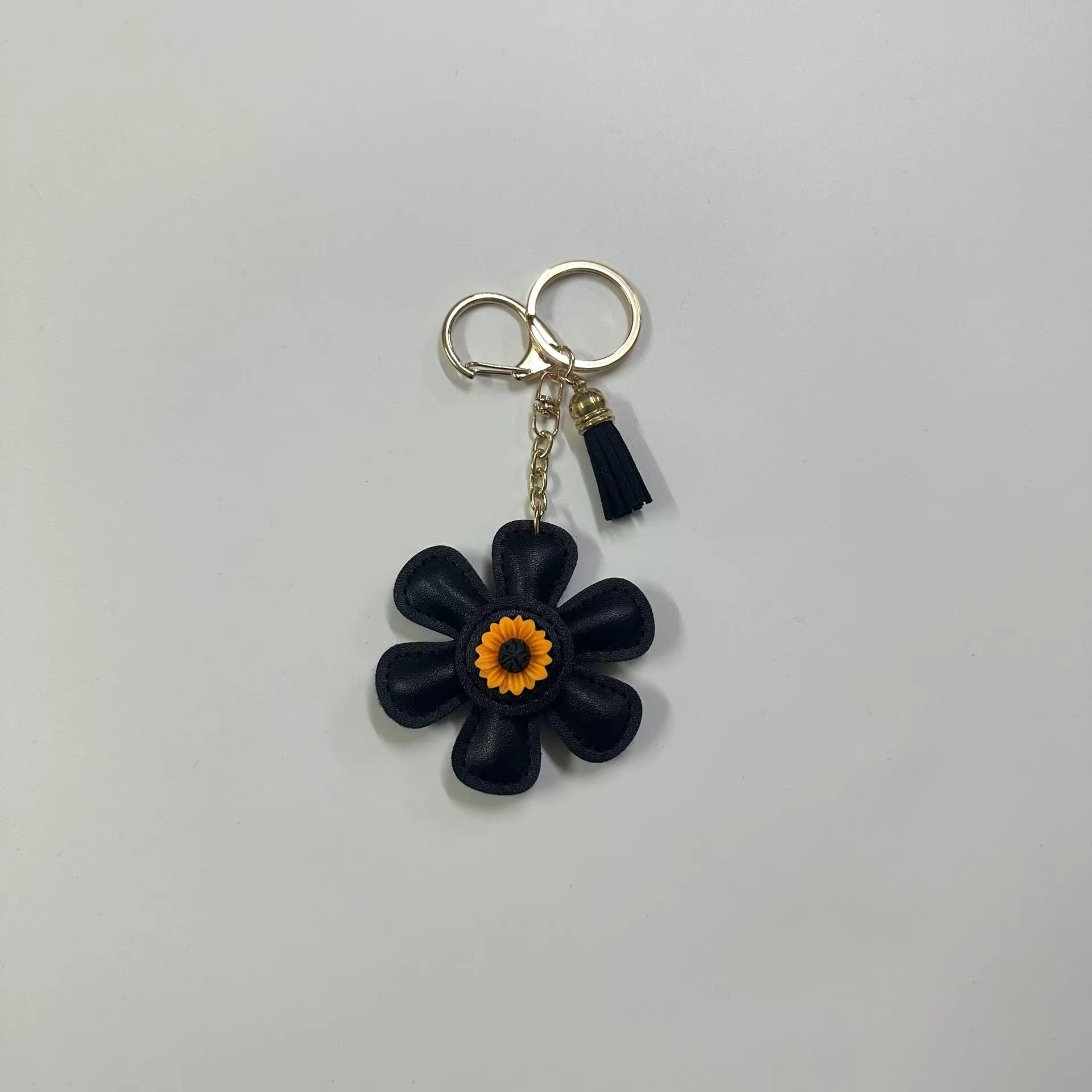 LEATHER SUNFLOWER KEYCHAIN