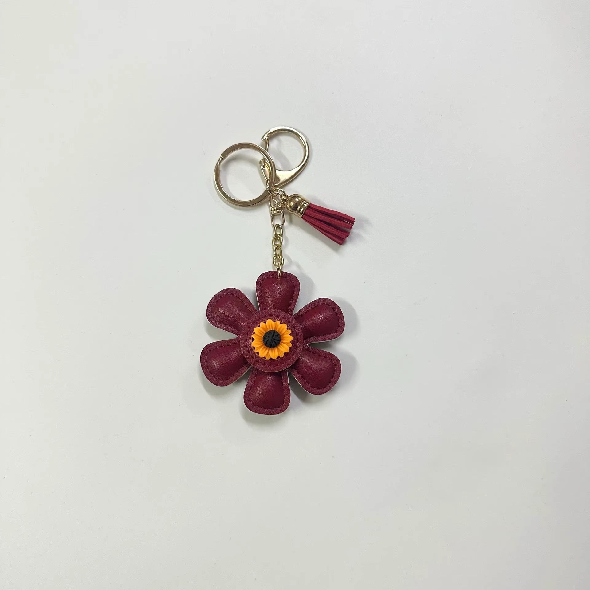 LEATHER SUNFLOWER KEYCHAIN