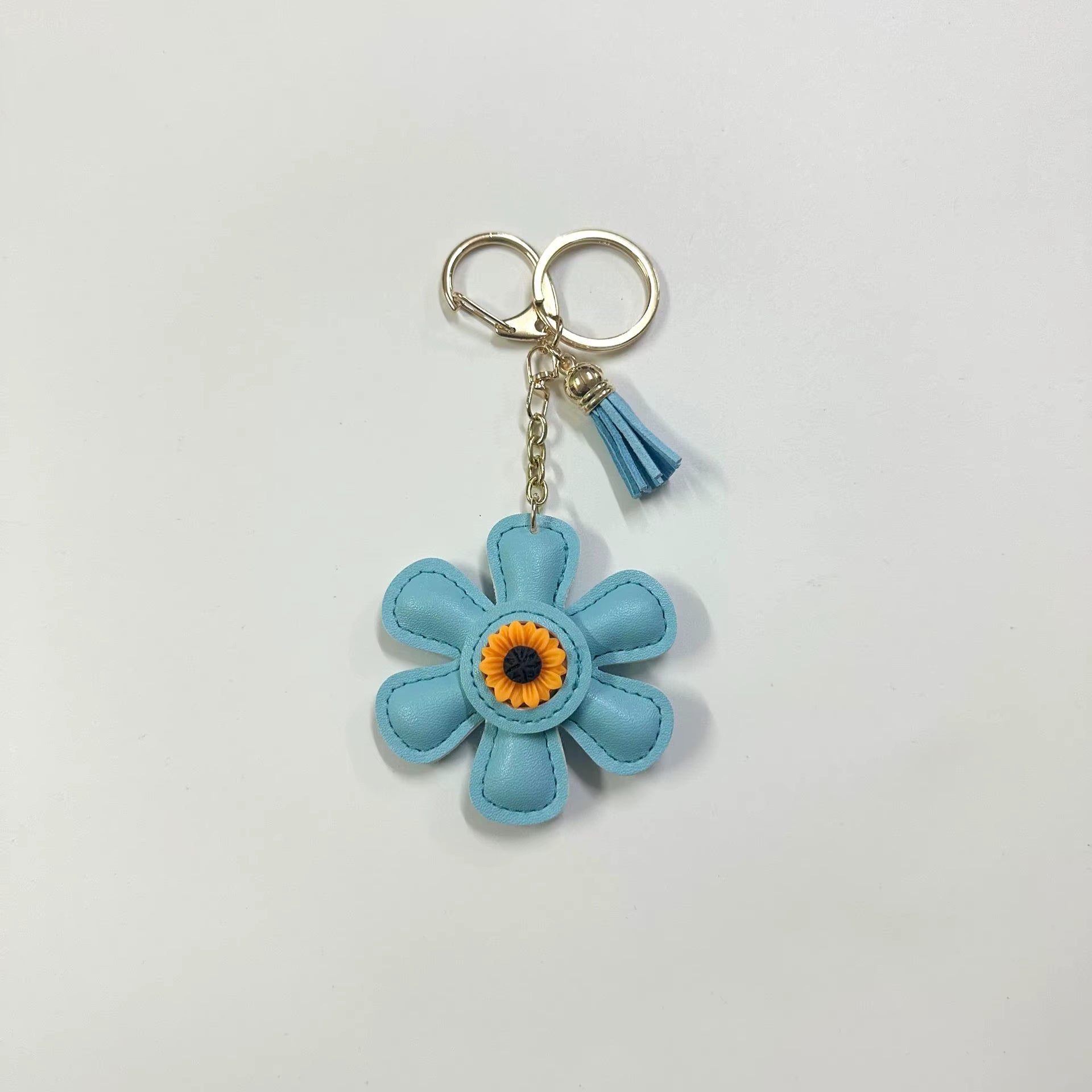 LEATHER SUNFLOWER KEYCHAIN