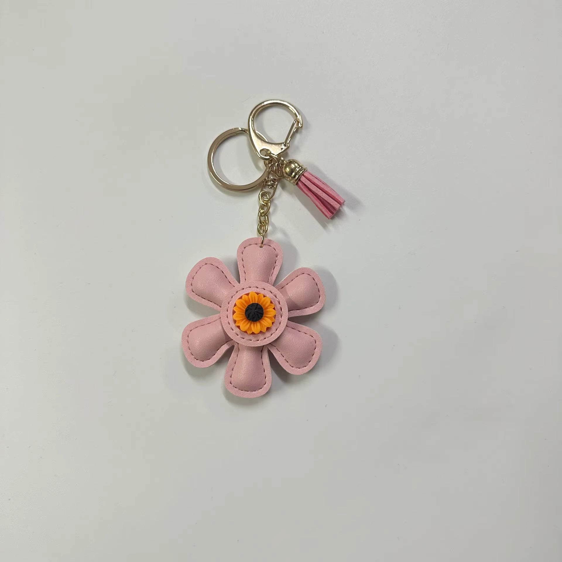 LEATHER SUNFLOWER KEYCHAIN