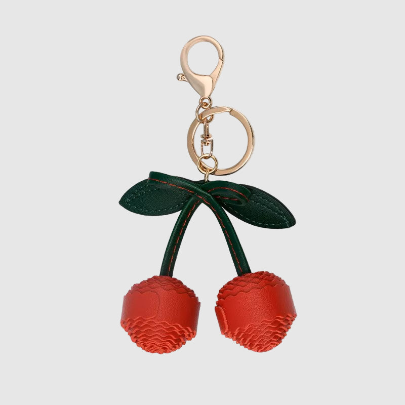 LEATHER CERISE BAG CHARM