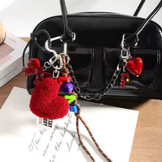 CHARMPOP RED HEART CHAIN BAG CHARM RED HEART CHAIN BAG CHARM