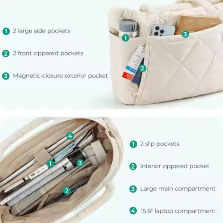 CHARMPOP Valentina Valentina | Puffer Travel Tote with Luggage Strap | Charmpop Lebanon