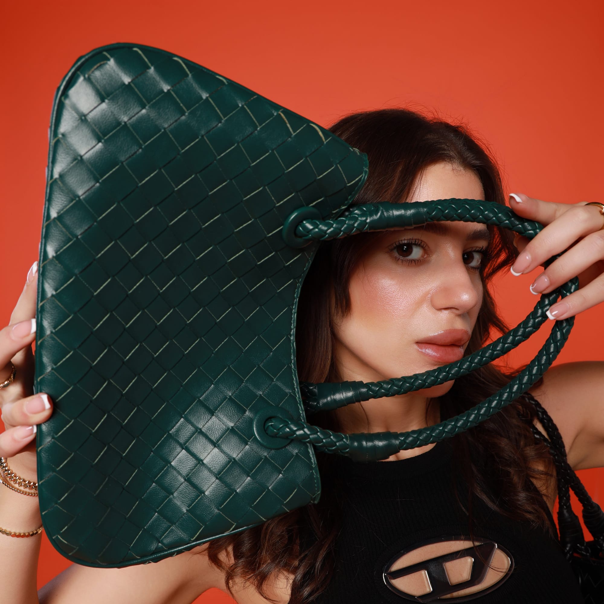CHARMPOP Velora Velora | Woven Vegan Leather Tote | Charmpop Lebanon