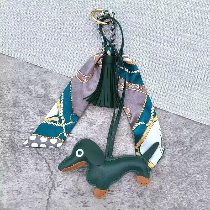 DACHSHUND DOG SILK SCARF BAG CHARM
