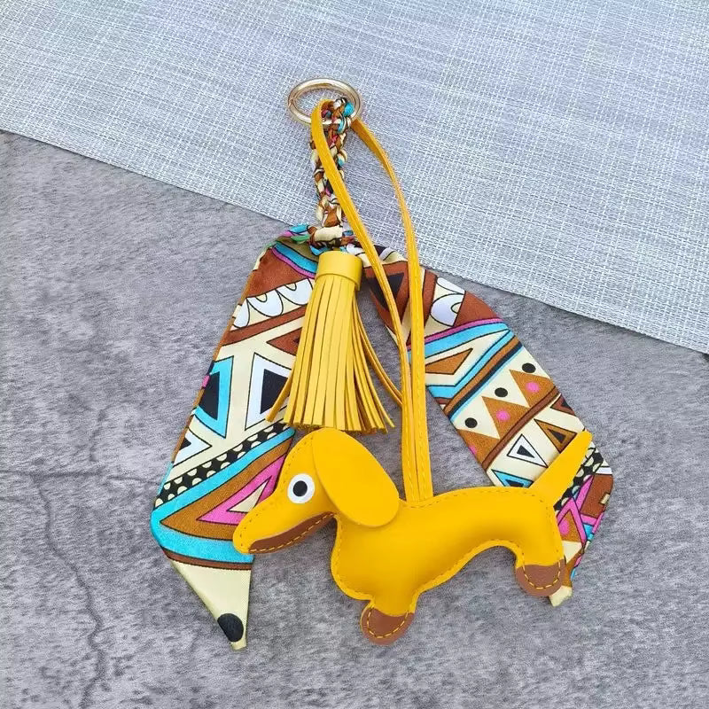 DACHSHUND DOG SILK SCARF BAG CHARM