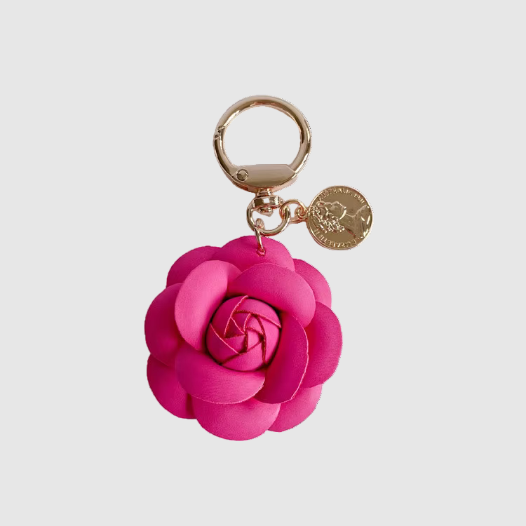 CAMELIA FLOWER LEATHER  KEYCHAIN